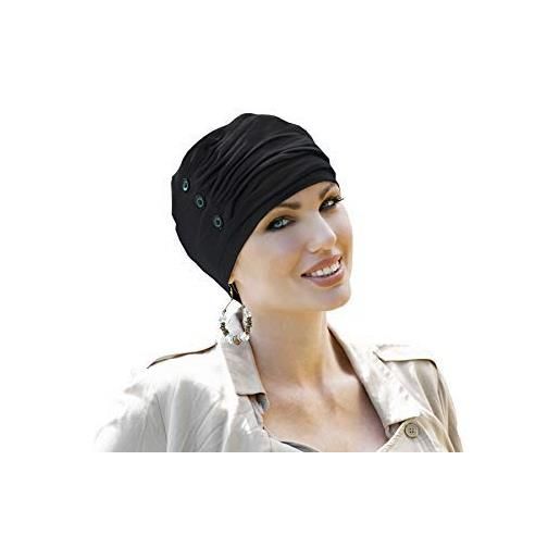 MASUMI louise - copricapo di turbante di chemio di bambù per malati di cancro, alopecia o perdita di capelli - donna (blu navy)
