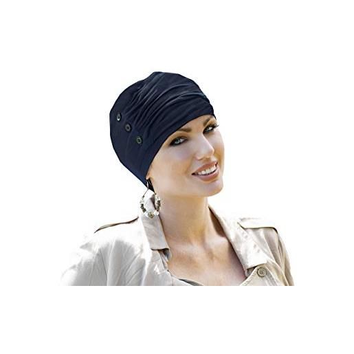 MASUMI louise - copricapo di turbante di chemio di bambù per malati di cancro, alopecia o perdita di capelli - donna (nero)