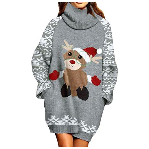 Viottiset - maglione da donna divertente, vintage, motivo albero di natale, pupazzo di neve, alpaca, fiocchi di neve, 05 rosso scuro, m