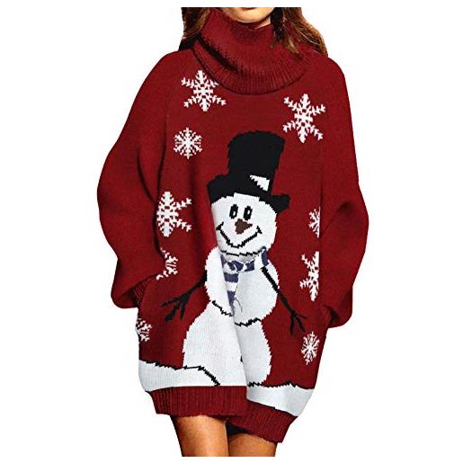 Viottiset - maglione da donna divertente, vintage, motivo albero di natale, pupazzo di neve, alpaca, fiocchi di neve, 05 blu navy, s