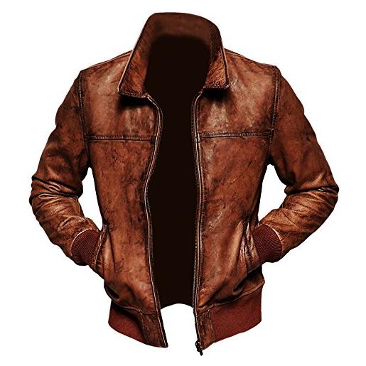 Superior Leather Garments giacca invernale da uomo in pelle marrone invecchiato vintage marrone xl
