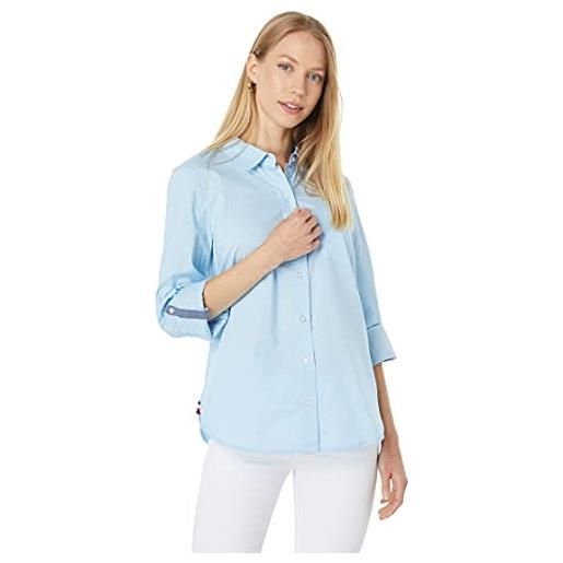 Tommy Hilfiger - camicia classica da donna a maniche lunghe, con bottoni (standard e taglie forti) - - l