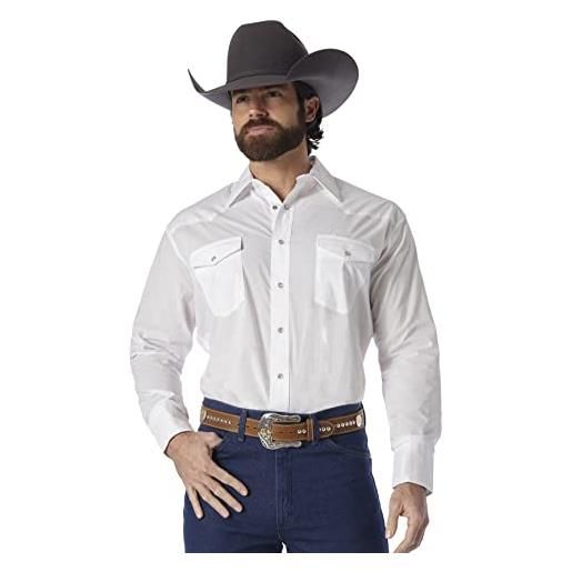 Wrangler camicia a maniche lunghe a due tasche sport western basic da uomo, bianco, m