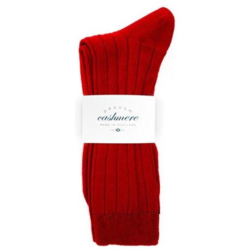 Graham Cashmere - calzini da uomo in cashmere, realizzati in scozia, in confezione regalo rosso furnace red