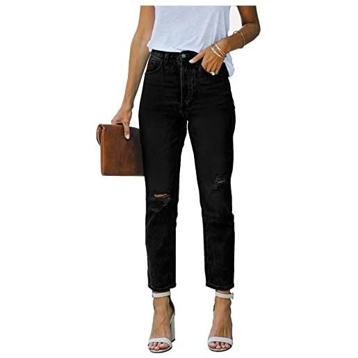 Ancapelion jeans da donna strappati a vita alta alla caviglia jeans a vita alta invecchiati jeans in denim elasticizzato, azzurro, xxl