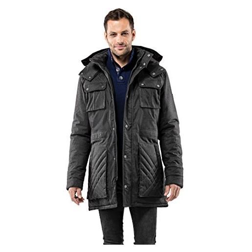 Vincenzo Boretti giubbotto-cappotto invernale lungo uomo, disegno di parka elegante casual, molto caldo, cappuccio e grandi tasche con fodera morbida, antivento blu scuro m