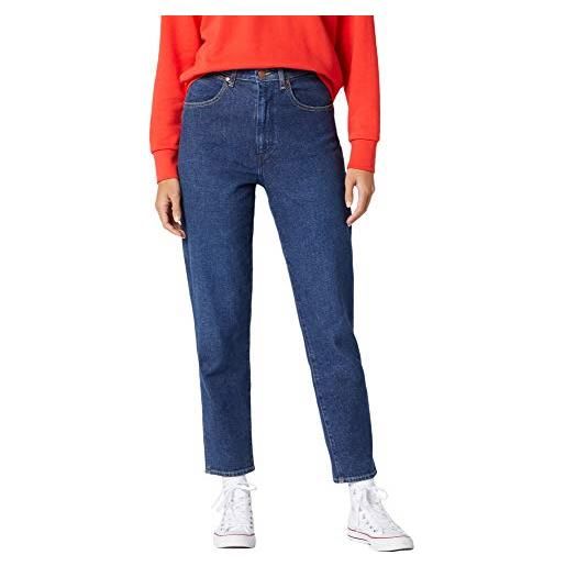 Wrangler mom jeans straight, blu (deep sea 12s), w27/l32 (taglia produttore: 27/32) donna