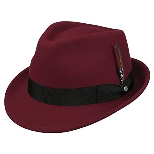 Stetson elkader cappello trilby donna/uomo - da uomo fedora con nastro in grosgrain estate/inverno - l (58-59 cm) rosso scuro