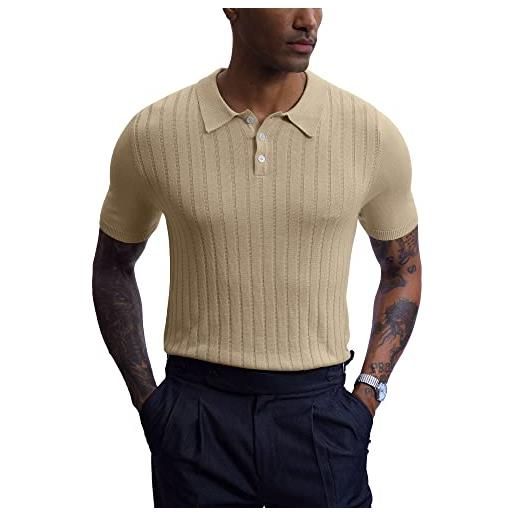 Mainfini polo da uomo in maglia con bottoni, a maniche corte, stile casual, maglia polo top golf, c/marina militare, m