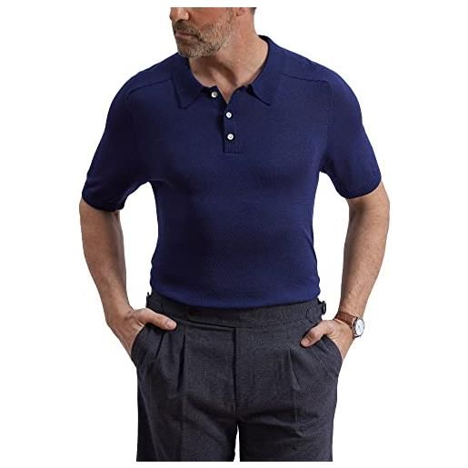 Mainfini polo da uomo in maglia con bottoni, a maniche corte, stile casual, maglia polo top golf, c/marina militare, m