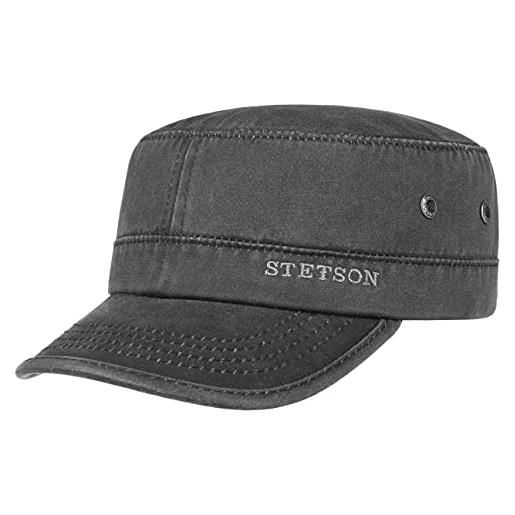 Stetson datto cappellino army uomo - cappellino in cotone repellente all'acqua - cappellino urbano con protezione solare 40 + - estate/inverno - aspetto lavato in pelle - marrone xl (60-61 cm)