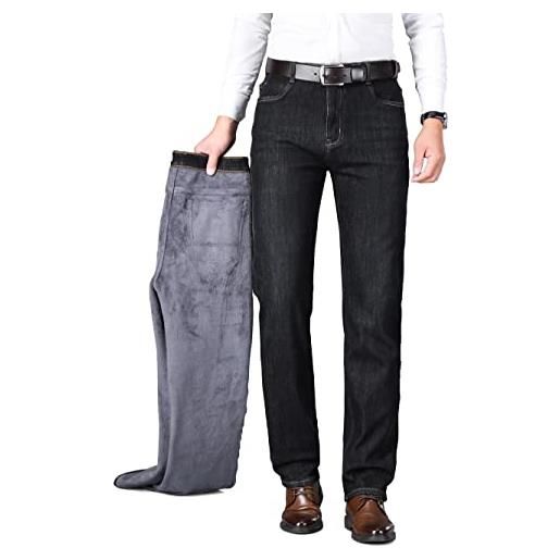 ziilay jeans invernali da uomo, pantaloni invernali, jeans termici, foderati in pile, jeans invernali, 8271h nero, 42w x 30l