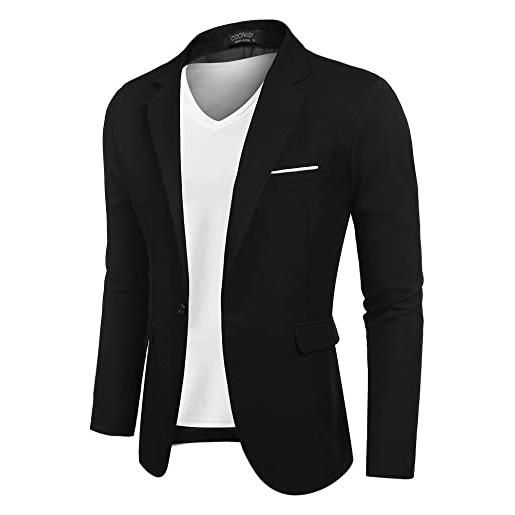 COOFANDY giacca da abito da uomo, vestibilità slim, blazer sportivo, giacca da uomo, matrimonio business, 1 bottone, nero s