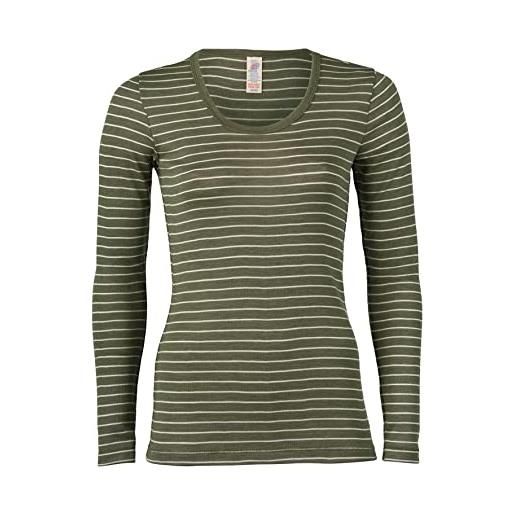 Engel natur, maglietta da donna in lana merino, 70% lana (kbt), 30% seta, olive / naturale, 44/46 it