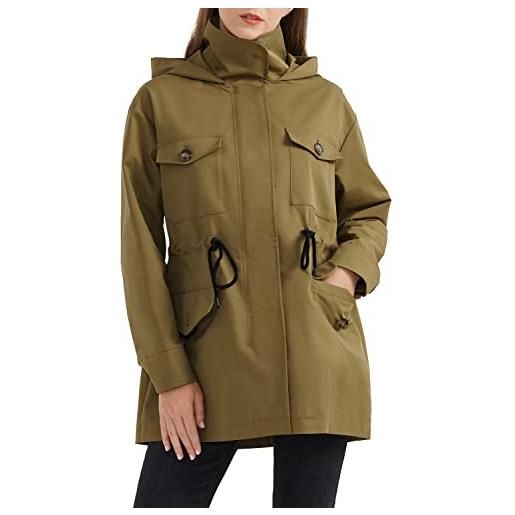 OROLAY trench da donna con cappuccio giacca leggera per l'autunno primavera con colletto rialzato marina militare s