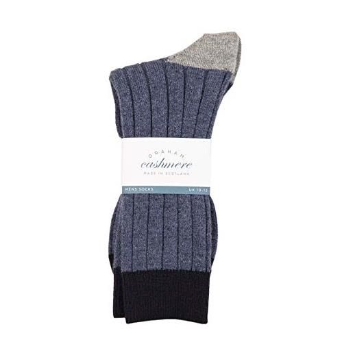 Graham Cashmere - calzini da uomo in cashmere color block - made in scotland, bluewash, m