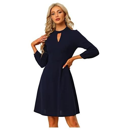 Allegra K abito longuette a maniche lunghe con scollo a chiocciola in maglia a trapezio, blu navy, m