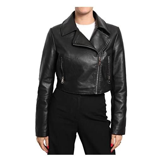 QUEEN HELENA giacca in ecopelle biker giubbetto corto giacchetta leggera casual morbida donna y3001 (s, nero)