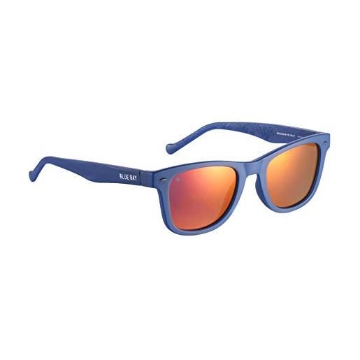 BLUE BAY chitra - occhiali da sole con protezione uv 100% , unisex- adulto, montatura blu e lenti grigie e rosse