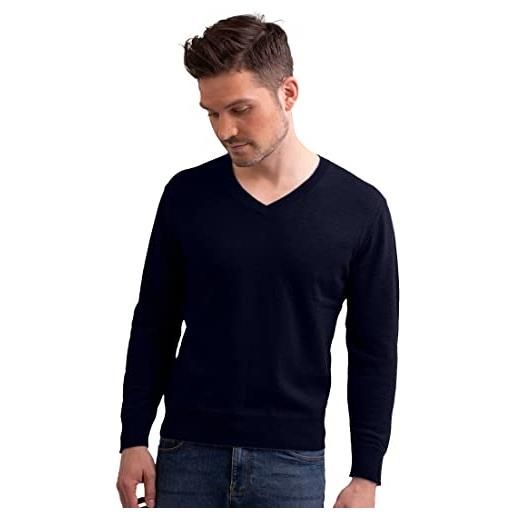 CASH-MERE.CH pullover | sweater | maglione con scollo a v da uomo 100% cachemire (blu/marina, s)