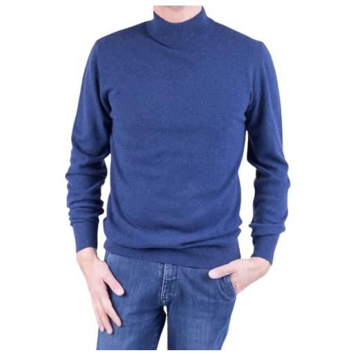 Marenza lupetto uomo misto cashmere made in italy manica lunga (xl, blu)