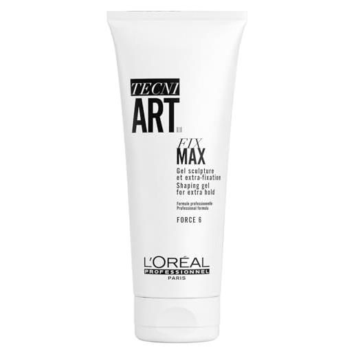 L'Oréal Professionnel Paris l'oréal professionnel, gel extra tenuta, per tutti i tipi di capelli, senza residui, capelli morbidi e brillanti, tecni art fix max, 200 ml