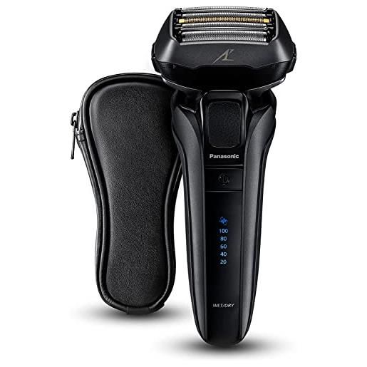 Panasonic es-lv6u wet & dry - rasoio elettrico a 5 lame per uomo - rasatura precisa e pulita, nero