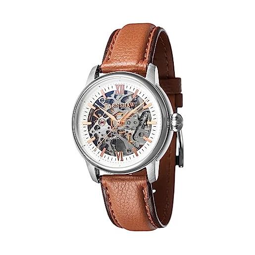 Thomas Earnshaw mens 40mm cornwall skeleton automatic neutral white watch with genuine leather strap es-8110-02
