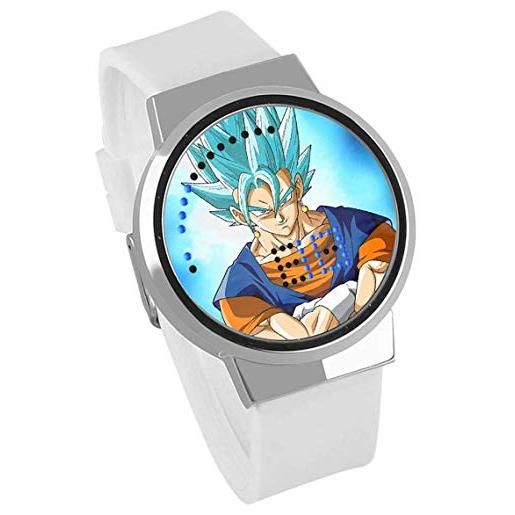 Haonb orologi uomo, orologio touch screen led dragon ball animazione intorno a orologio elettronico impermeabile luminoso regalo creativo leucorrea cornice d'argento