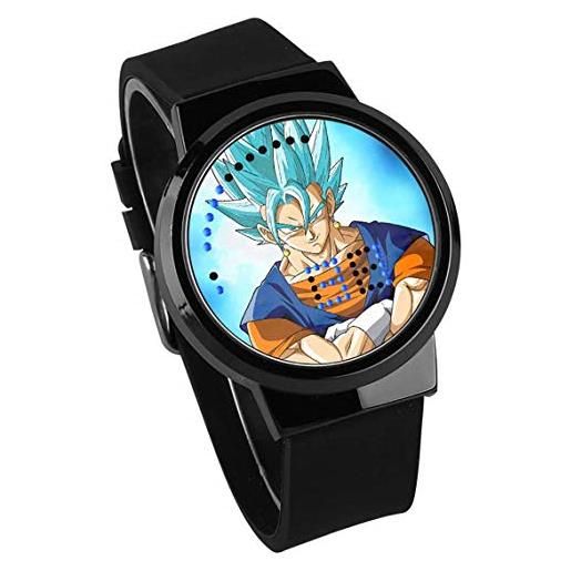 Haonb orologi uomo, orologio touch screen led dragon ball animazione intorno a orologio elettronico impermeabile luminoso regalo creativo cinturino nero