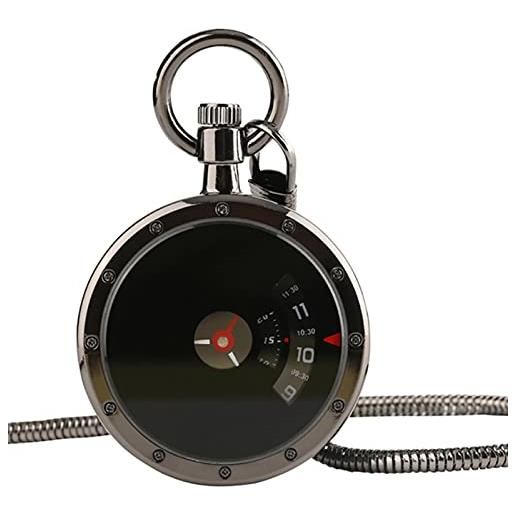 JTWMY steampunk moderno minimalista design creativo giradischi orologio da tasca al quarzo catena orologio regali-4