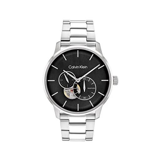 Calvin Klein orologio automatico da uomo con cinturino in acciaio inossidabile o in pelle silver