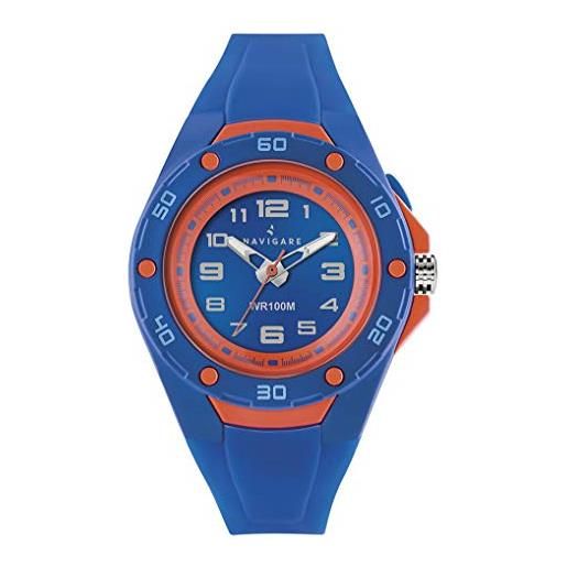 Navigare Watches orologio na232 navigare mykonos da ragazzo al quarzo con pulsante luce, resistente all'acqua, cinturino in morbido silicone (blu elettrico)