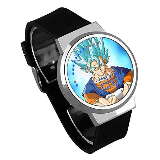 HAOKTSB orologi digitali per bambini, fai da te led creativo touch screen watch anime super saiyan orologio impermeabile conchiglia nera cintura nera, e