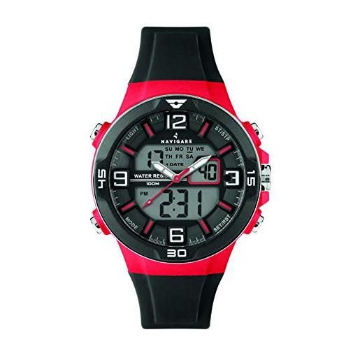 Navigare Watches orologio navigare malibù na244 da uomo, movimento al quarzo digitale ed analogico, subacqueo (rosso)