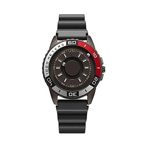 Haonb orologi da polso orologio al quarzo con tecnologia magnetica di tendenza nera, orologio da polso al quarzo concetto di personalità creativa della sfera, rosso pistola