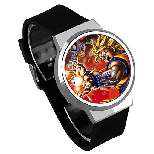 Haonb orologi uomo, orologio touch screen led dragon ball impermeabile orologio elettronico luminoso regalo personalizzato creativo cintura nera con montatura in argento