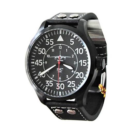 IMC Manufactoria imc orologio da aviatore tornado nero da uomo orologio da polso cinturino in pelle cassa in acciaio inox