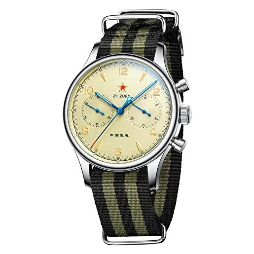 Aesop 40mm luminoso cronografo meccanico uomini orologi st1901 1963 movimento uomini orologi da polso in acciaio inox vetro zaffiro impermeabile luminoso pilota orologio militare