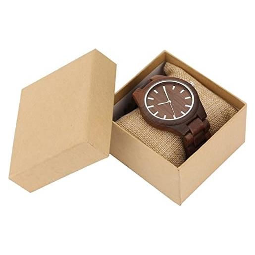 GIPOTIL orologio da uomo in legno di noce, analogico, con cinturino in legno, al quarzo, orologio da polso in legno, ideale come regalo per gli uomini, orologio con scatola. 