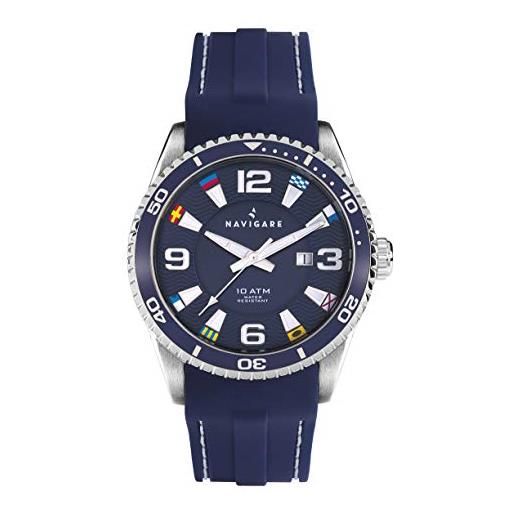 Navigare Watches orologio da uomo navigare varadero, na256, sportivo, resistente all'acqua, cassa in acciaio, cinturino in silicone (blu blu)
