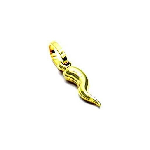 PEGASO GIOIELLI - ciondolo oro giallo 18kt (750) pendente piccolo corno cornetto lucido mini portafortuna uomo donna bambini
