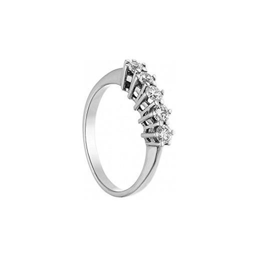Preziosionline anello veretta riviera in oro bianco 18 kt diamanti taglio brillante complessivi carati 0,15 colore g taglio excellent misura 15