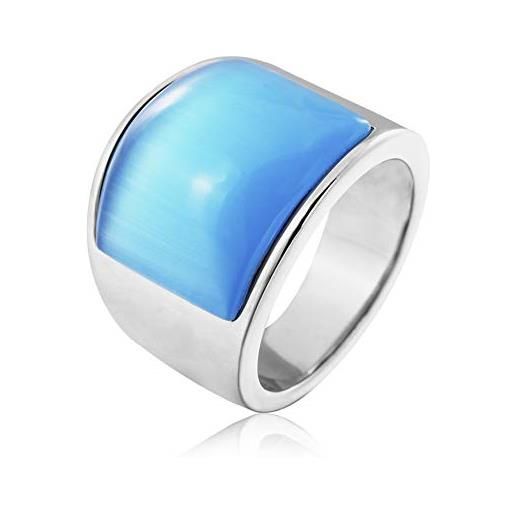 Sping Jewelry anello largo pietra blu pietra blu cielo acciaio al titanio per unisex
