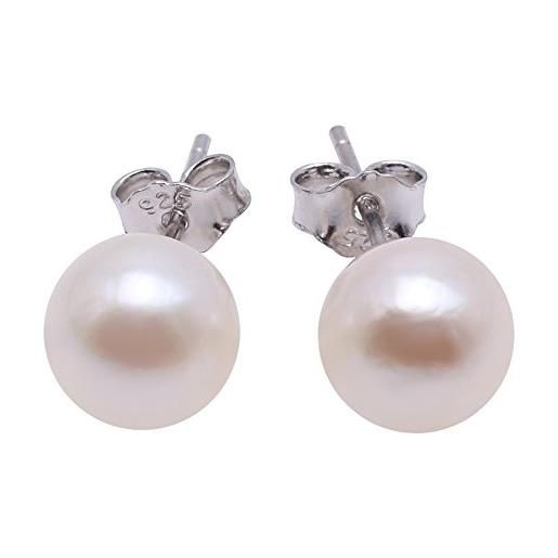JYX Pearl jyx - orecchini a perno in argento sterling 925 con perle d'acqua salata, 6-7 mm, colore: bianco giapponese akoya
