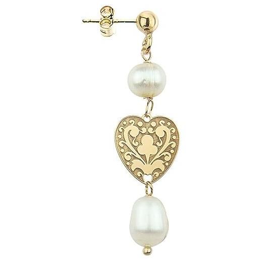 Lebole Gioielli collezione gotico romantico gorsm cuore orecchino singolo da donna in argento pietra perla