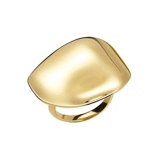 Breil, collezione b whisper, anello donna in acciaio ip gold lucido, sottile, leggero e luccicante, con elemento a forma fluida, colore gold, misura 12, gioielli donna e ragazza