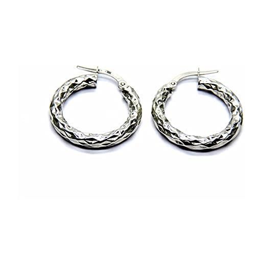 PEGASO GIOIELLI orecchini da donna in oro bianco 18kt (750) anelle cerchio lavorati diametro mm 20