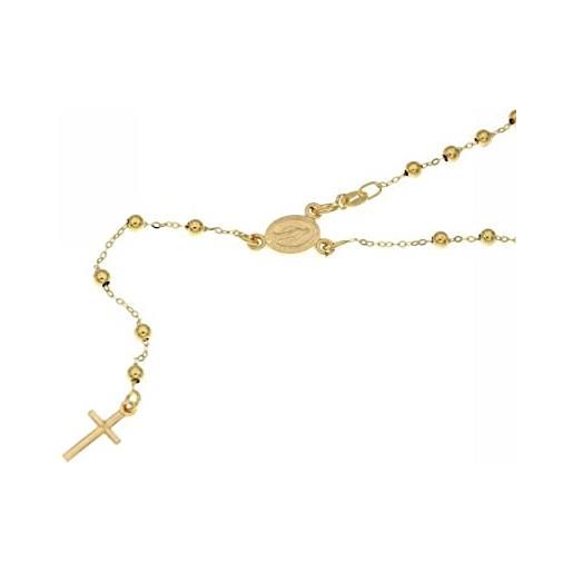Maglione Gioielli collana rosario con grani lucidi in oro giallo 18kt