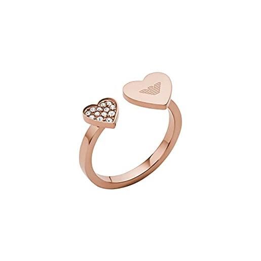 Emporio Armani anello per donna, misura: 17x17x2mm dimensione cuore piccolo: 7x7mm dimensione cuore grande: 8x9mm anello in acciaio inossidabile oro rosa, egs2827221